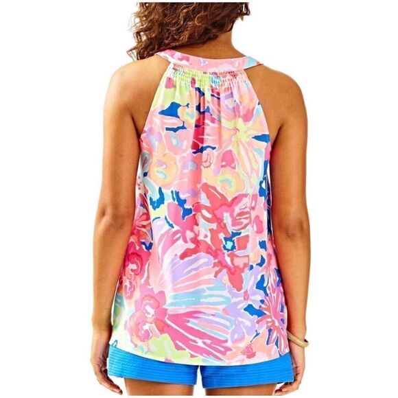 Lilly Pulitzer Bailey Multi Playa Hermosa Sleeveless Silk Top Women’s Size Small - Picture 2 of 12